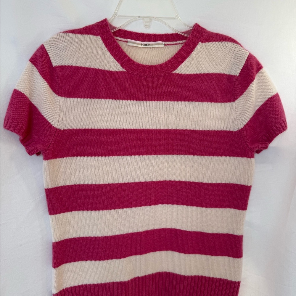 J. Crew Pink and Cream Striped Sweater